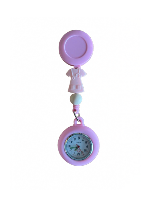 Badge horloge pink